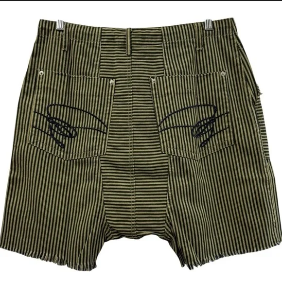 Jaded Gypsy Olivia Striped Harem Drop Crotch Shorts BoHo Green ~ Size L/XL ~ NWT - Picture 3 of 15
